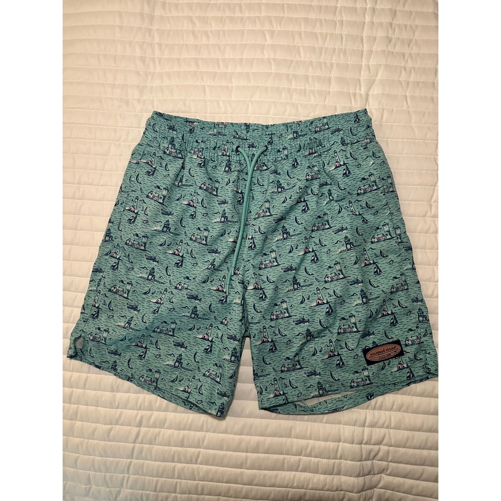 Vineyard Vines Lighthouse Print Swim Trunks‎ w/ Pockets XS bathing suit